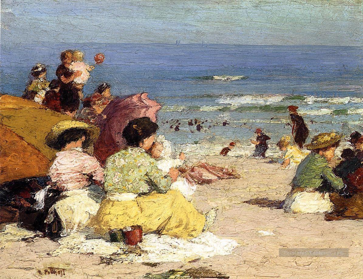 Scène de plage avec des gens Peintures à l'huile